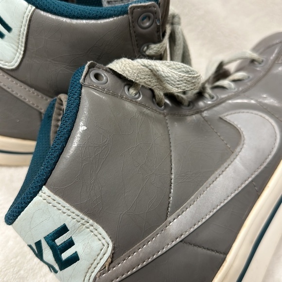 Nike Women's Sweet Classic High Top  Leather, US 6.5, Gray with blue/teal - Picture 6 of 8
